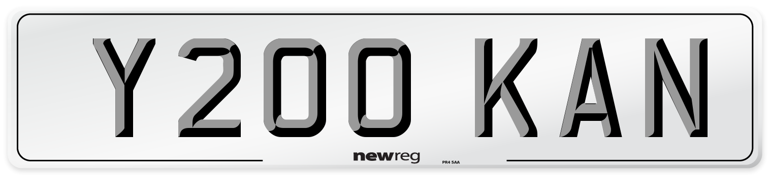 Y200 KAN Number Plate from New Reg